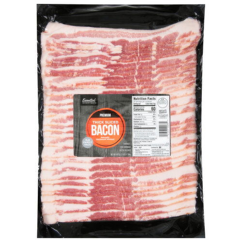 Essential Everyday Bacon, Thick Sliced, Premium, Family Pack