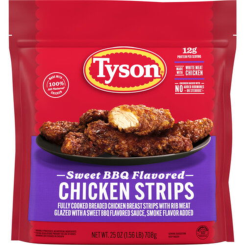 Tyson Frozen Sweet BBQ Flavored Chicken Strips, Bag