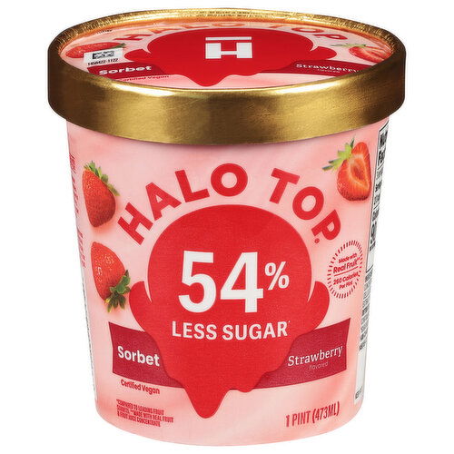 Halo Top Sorbet, Strawberry Flavored, 54% Less Sugar