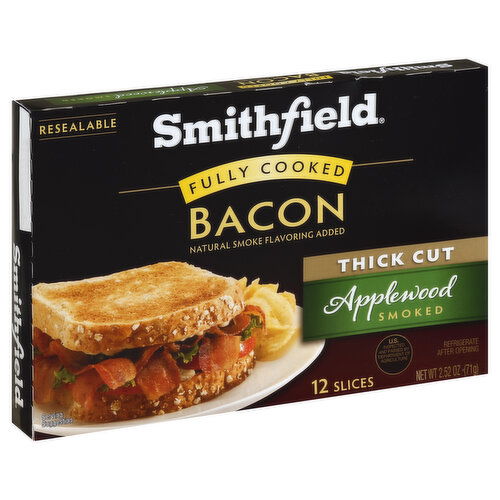 Smithfield Bacon, Fully Cooked, Applewood Smoked, Thick Cut