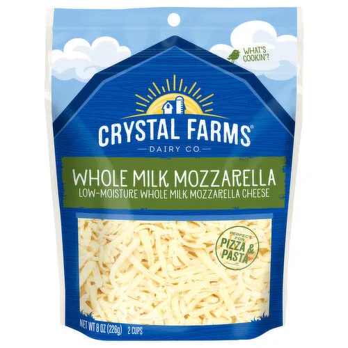 Crystal Farms Cheese, Mozzarella, Whole Milk