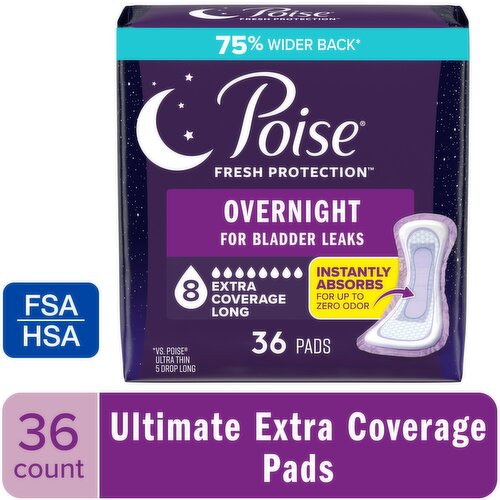 Poise Fresh Protection Extra Coverage Overnight Pads