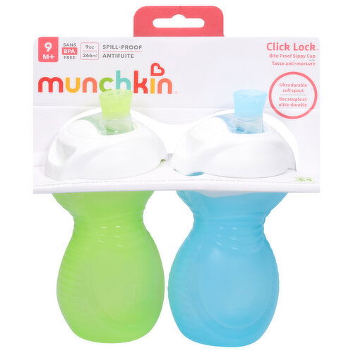 Munchkin Click Lock Sippy Cups, Bite Proof, 9 Ounce