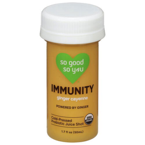 So Good So You Immunity Ginger Cayenne Cold-Pressed Probiotic Juice Shot