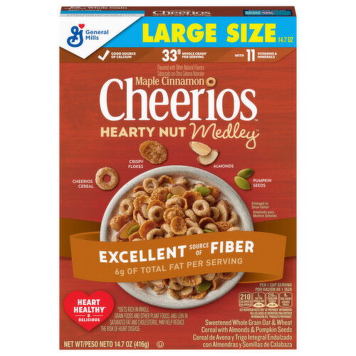 Cheerios Hearty Nut Medley Maple Cinnamon Cereal Large Size