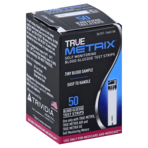 True Metrix Blood Glucose Test Strips, Self Monitoring