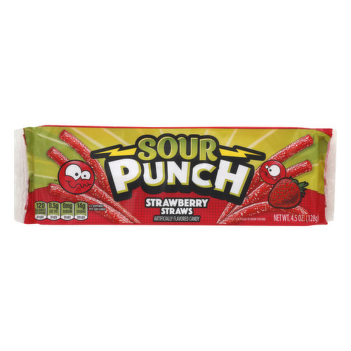 Sour Punch Straws, Strawberry Chewy Candy, King Size