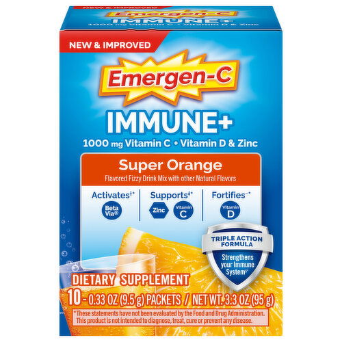 Emergen-C Immune+, 1000 mg, Super Orange