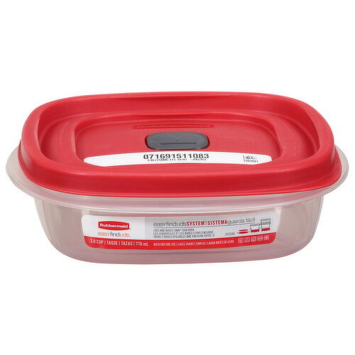 Rubbermaid EasyFindLids Container, 3.0 Cup