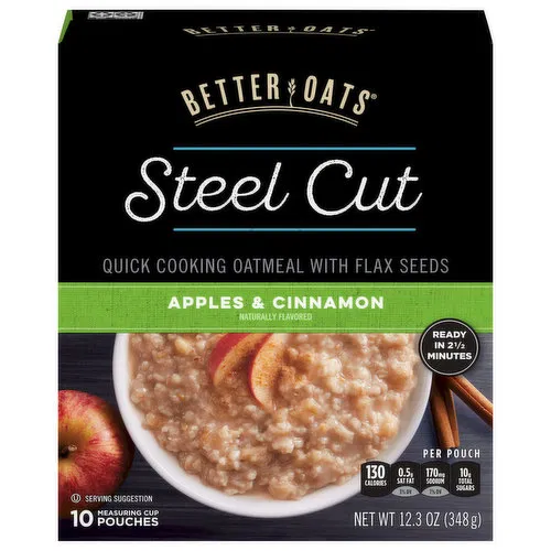 Better Oats Oatmeal, Steel Cut, Apples & Cinnamon