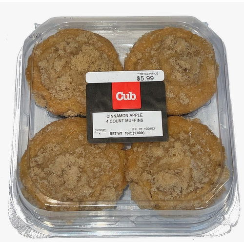 Cub Bakery Cinnamon Apple Muffins, 4 Count