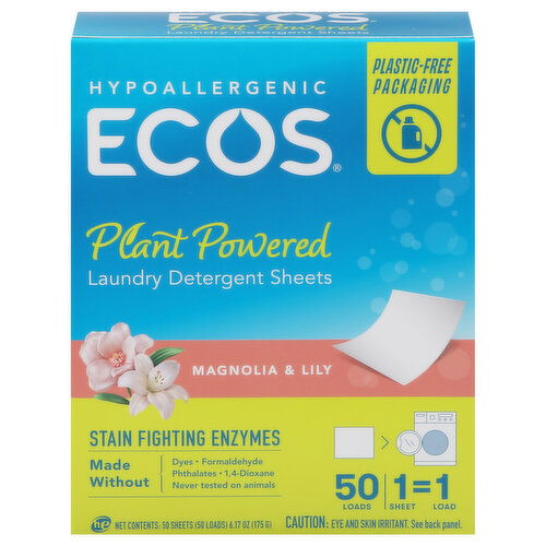 Ecos Laundry Detergent Sheets, Plant Powered, Magnolia & Lily