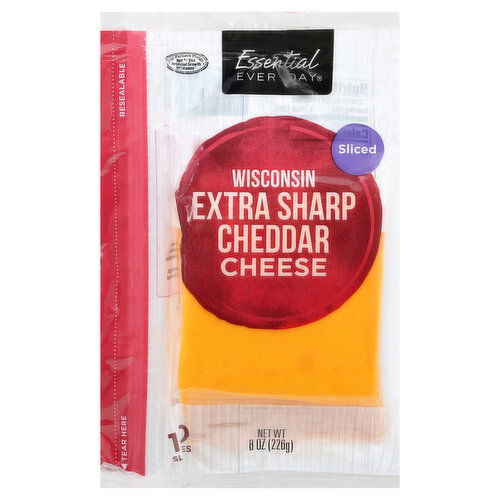 Essential Everyday Cheese, Wisconsin, Extra Sharp Cheddar , Sliced