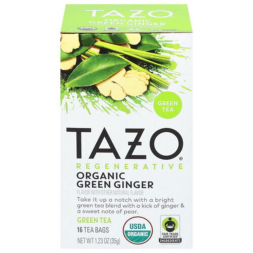 Tazo Regenerative Green Tea, Organic Green Ginger, Tea Bags