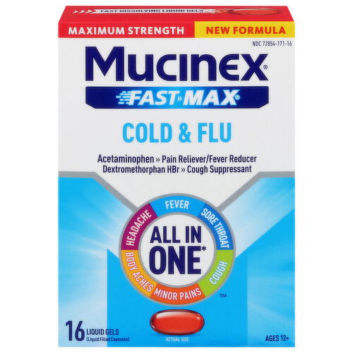 Mucinex Fast Max Liquid Filled Capsules Maximum Strength Cold & Flu