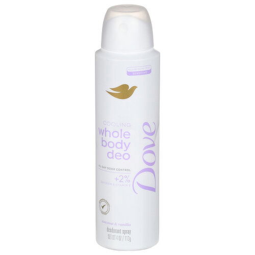 Dove Deodorant Spray, Whole Body, Cooling, Coconut & Vanilla