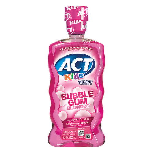 ACT Kids Fluoride Rinse, Anticavity, Bubble Gum Blowout