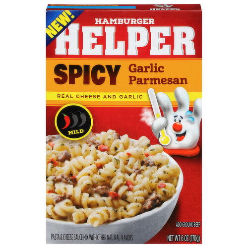 Hamburger Helper Pasta & Cheese Sauce Mix, Spicy Garlic Parmesan, Mild