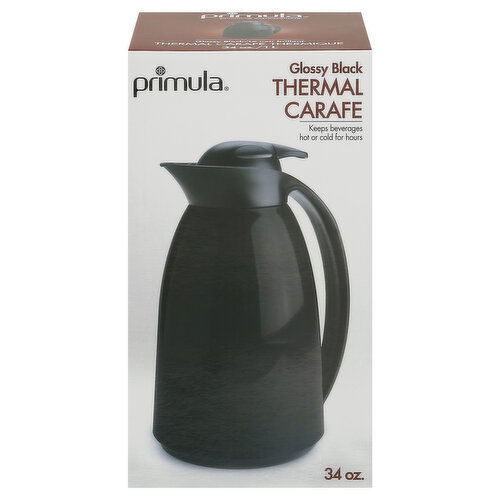 Primula Carafe, Thermal, Glossy Black, 34 Ounce