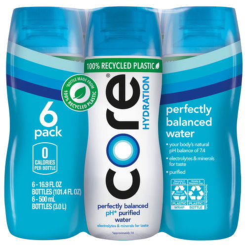 Core Hydration Water, Perfectly Balanced, 6 Pack