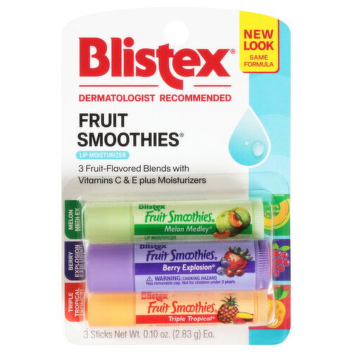 Blistex Fruit Smoothies Melon Medley/Berry Explosion/Triple Tropical Lip Moisturizer