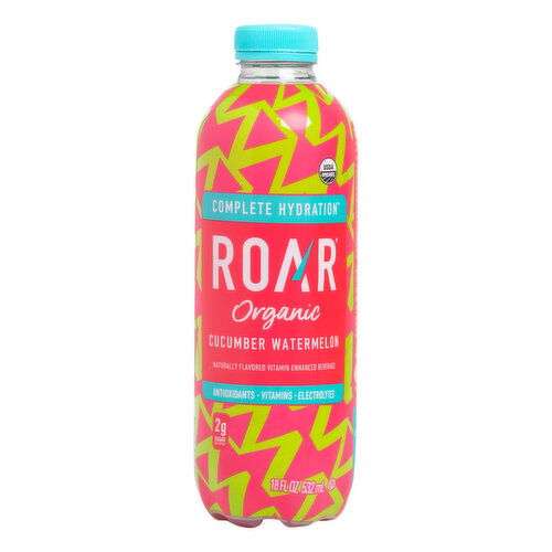 Roar Vitamin Enhanced Beverage, Organic, Cucumber Watermelon