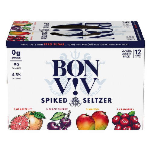 Bon Viv Spiked Seltzer, Classic Variety Pack