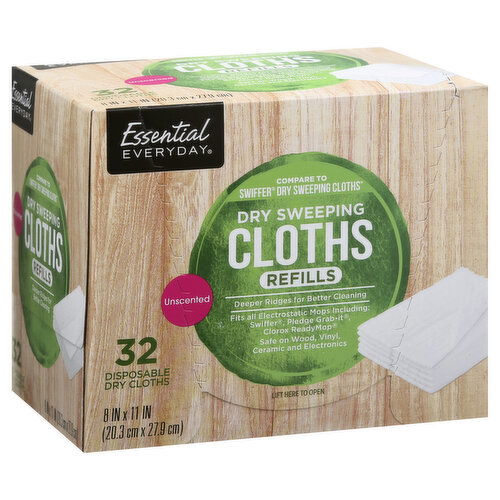 Essential Everyday Dry Sweeping Cloths, Disposable, Refills, Unscented