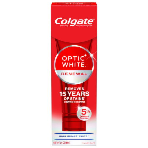 Colgate Optic White Toothpaste, Fluoride, Anticavity, Renewal