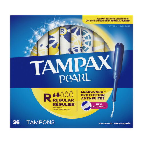 Tampax Pearl Tampax Pearl Tampons with LeakGuard Braid, Regular, 36 Ct