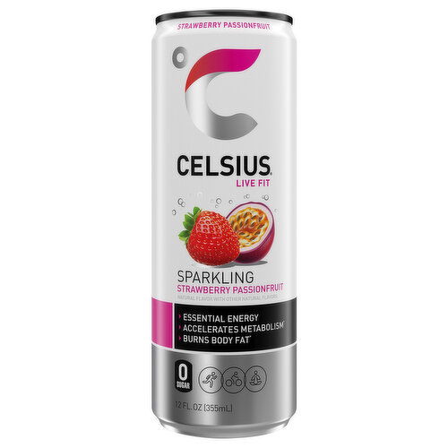 Celsius Live Fit Energy Drink, Sparkling, Strawberry Passionfruit