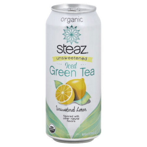 Steaz Green Tea, Iced, Organic, Unsweetened Lemon