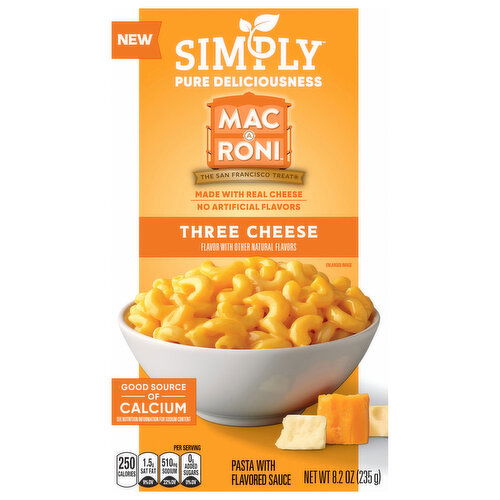 Mac-A-Roni Simply Pasta, with Flavored Sauce, Three Cheese