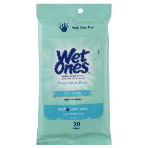 Wet Ones Wipes, Hand and Face, Fragrance Free, Extra Gentle