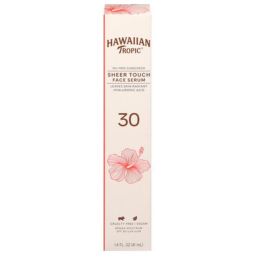 Hawaiian Tropic Sunscreen, Oil Free, Sheer Touch Face Serum, Broad Spectrum SPF 30