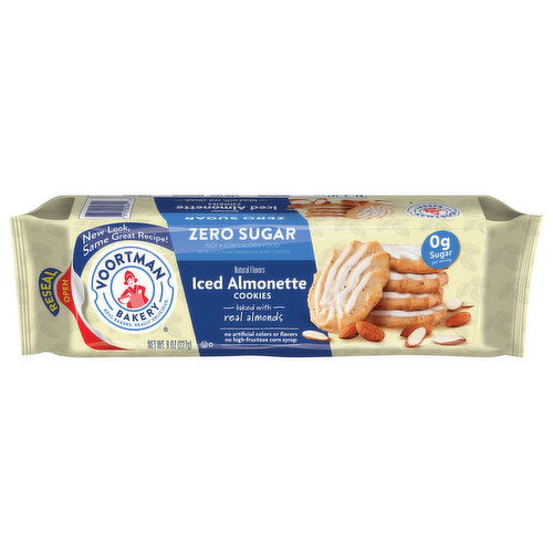 Voortman Bakery Cookies, Zero Sugar, Iced Almonette