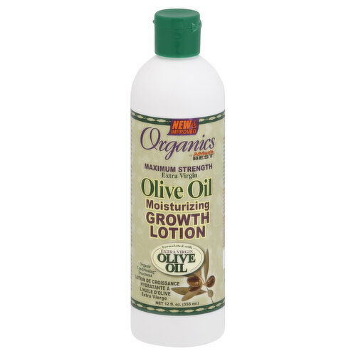 Organics Moisturizing Growth Lotion, Extra Virgin Olive Oil, Maximum Strength