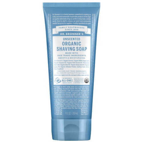 Dr. Bronner's Shaving Soap, Organic, Unscented