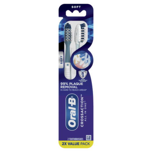 Oral-B Pro Health Pro Clean Cross Action Toothbrushes, Soft, 2 Count