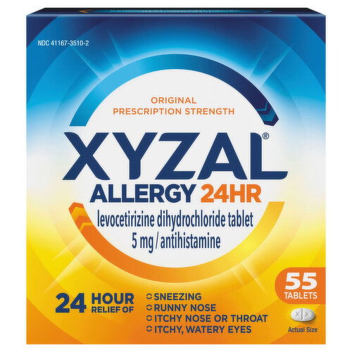 Xyzal Allergy, Original Prescription Strength, 5 mg, 24hr, Tablets