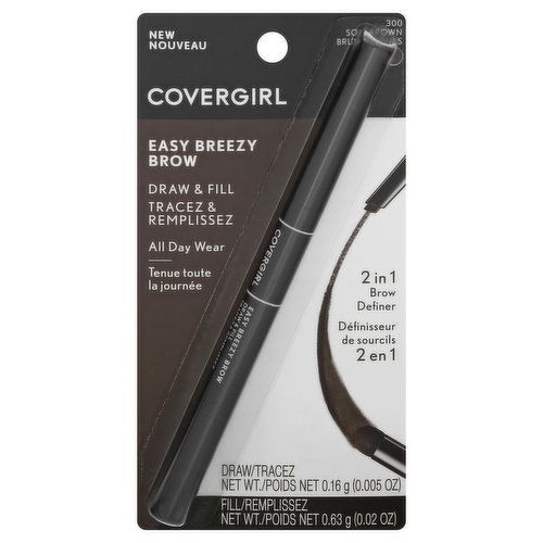 CoverGirl Brow Definer, 2 in 1, Soft Brown 300