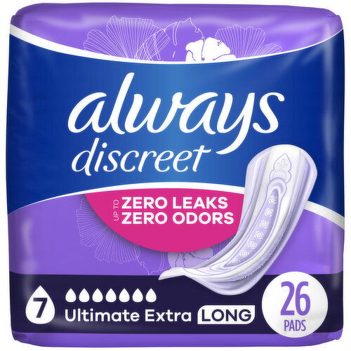 Always Discreet Discreet Pads, Ultimate Extra Protect Absorbency, Long Length