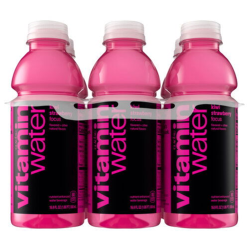 Vitaminwater Water Beverage, Kiwi Strawberry, Focus
