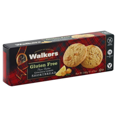 Walkers Shortbread, Gluten Free, Pure Butter, Ginger & Lemon