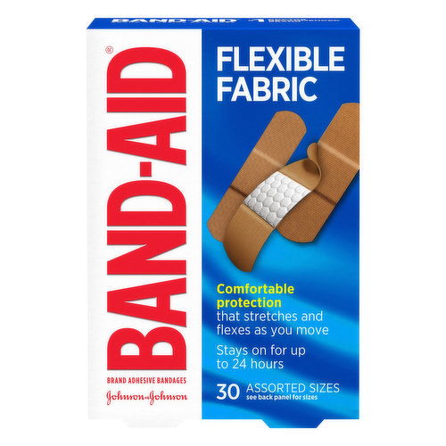 Band Aid Bandages, Adhesive, Flexible Fabric, Assorted Sizes