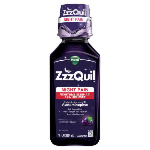 Vicks Vicks ZzzQuil Nighttime Sleep Aid Liquid, Diphenhydramine HCI, Over-the-Counter Medicine, Warming Berry Flavored, 2x12 Oz