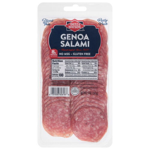 Dietz & Watson Genoa Salami, Sliced Thin, Party Pack