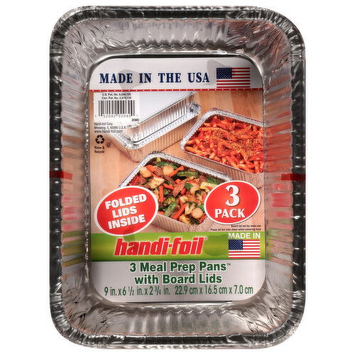 Handi-Foil Meal Prep Pans with Board Lids, 3 Pack