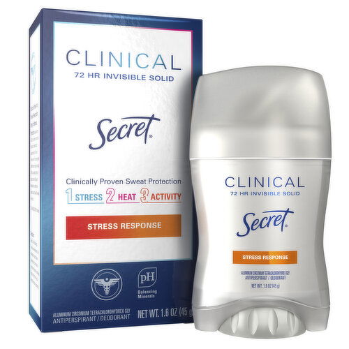 Secret Clinical Strength Clinical Strength Invisible Solid Antiperspirant and Deodorant for Women, Stress Response, 1.6 oz