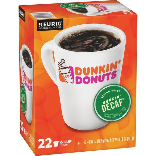 Dunkin' Donuts Coffee, Decaf, K-Cup Pods, 22 Each